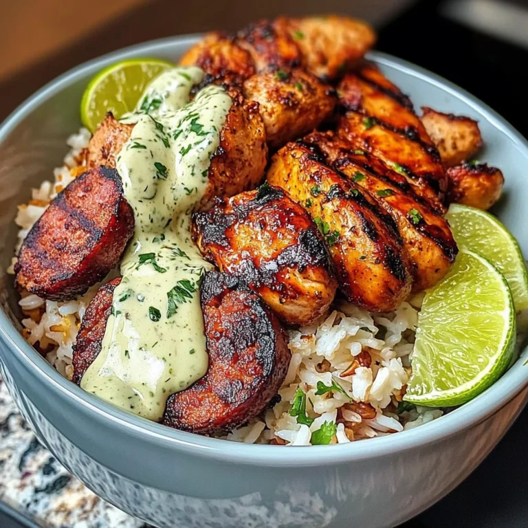 Cajun Chicken & Sausage Bowls with Creamy Cilantro Sauce