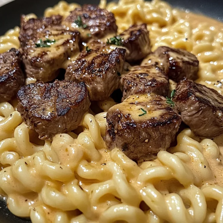 Garlic Butter Steak with Cheesy Alfredo Tortellini