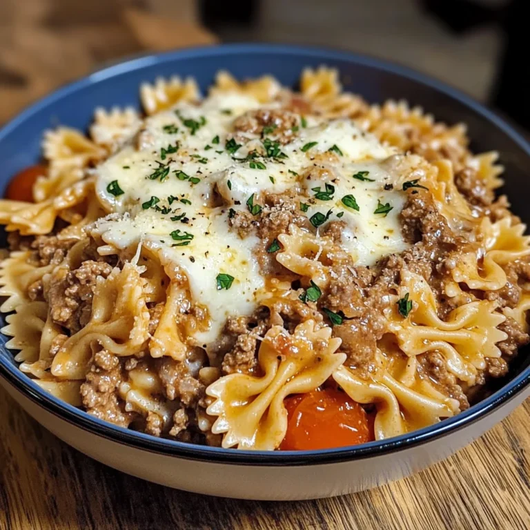 Garlic Parmesan Bowtie Pasta with Creamy Beef