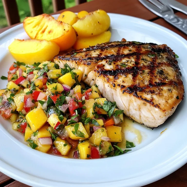 Grilled Swordfish with Pineapple Peach Salsa