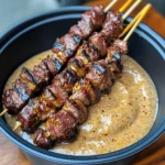 Grilled beef Skewers with Creamy Peanut Sauce