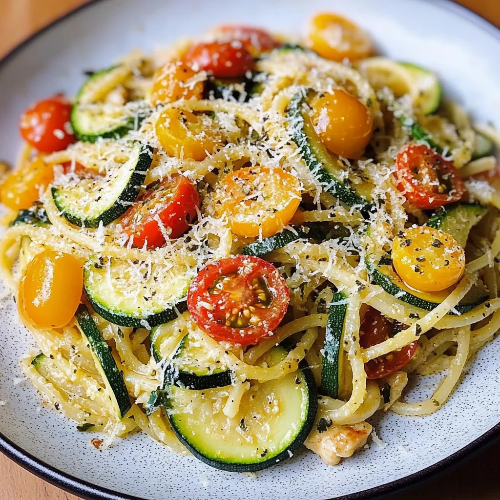 Parmesan Zucchini Tomato Chicken Spaghetti