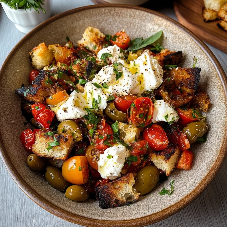 Pepper Panzanella with Burrata & Olives