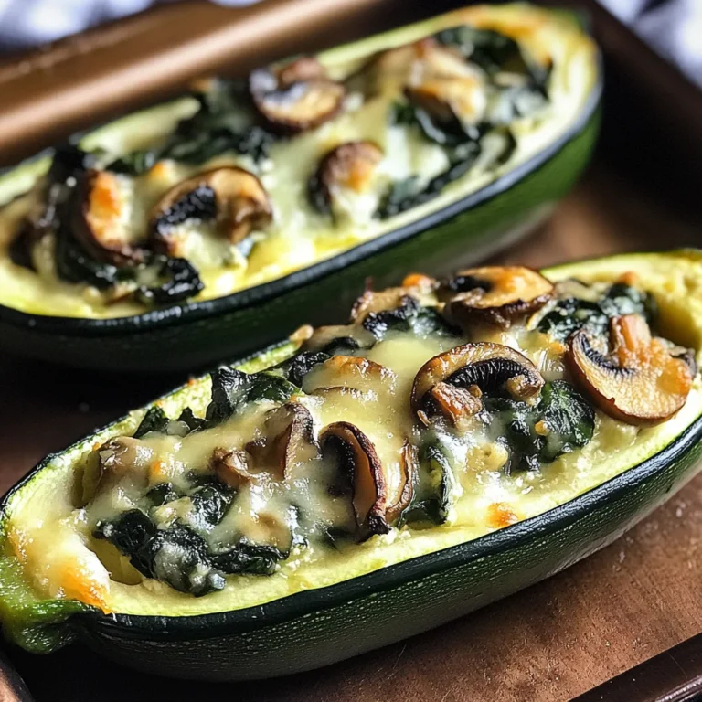 Spinach, Mushroom, and Ricotta Stuffed Zucchini Boats