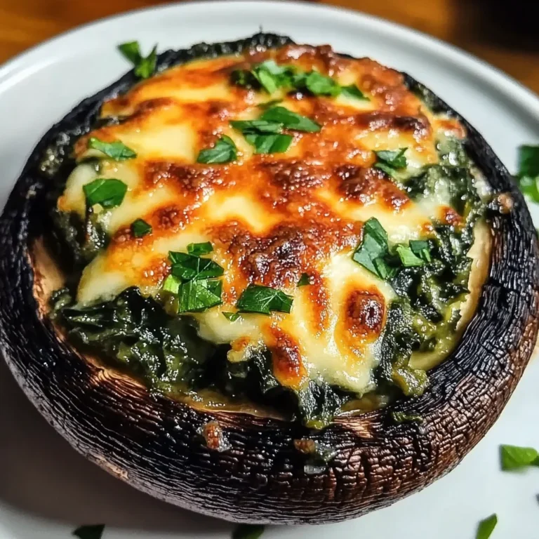 Spinach and Cheese Stuffed Portobello Mushroom