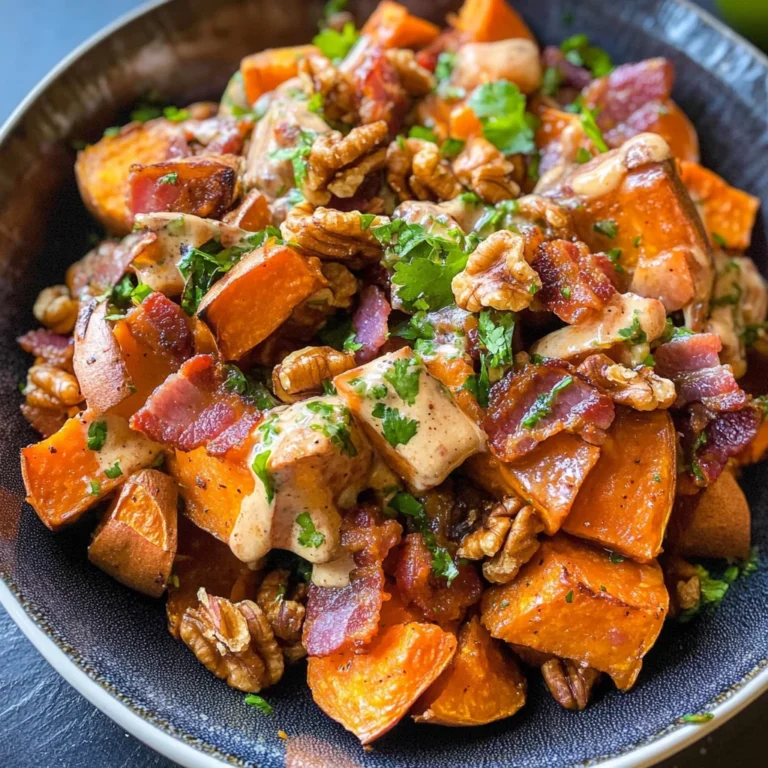 Sweet Potato Salad with Turkey Bacon, Walnuts and Lime Vinaigrette {Paleo & Whole30}