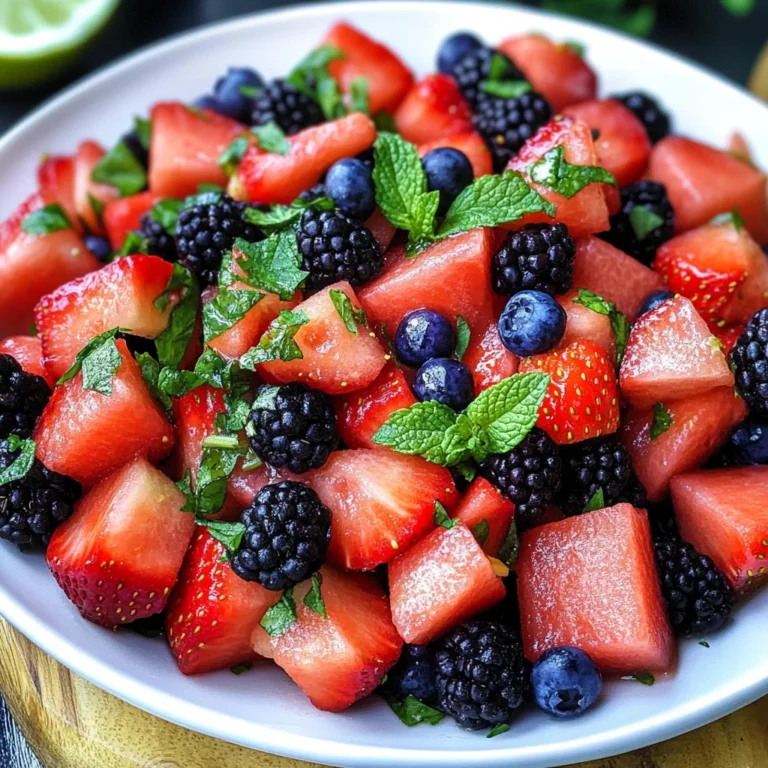 Berry Watermelon Salad With Honey Lime Dressing
