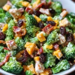 Broccoli Turkey Bacon Salad with Raisins and Cheddar Cheese