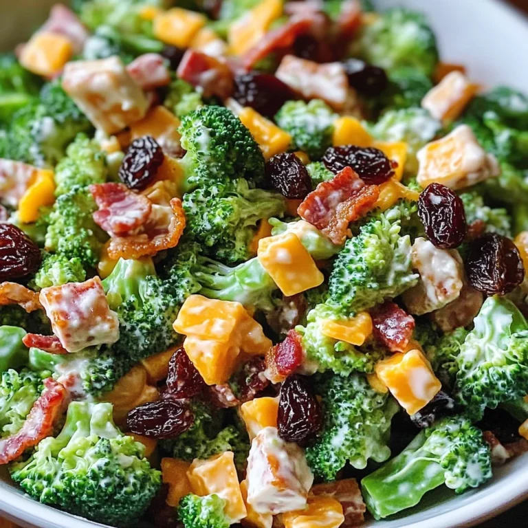 Broccoli Turkey Bacon Salad with Raisins and Cheddar Cheese