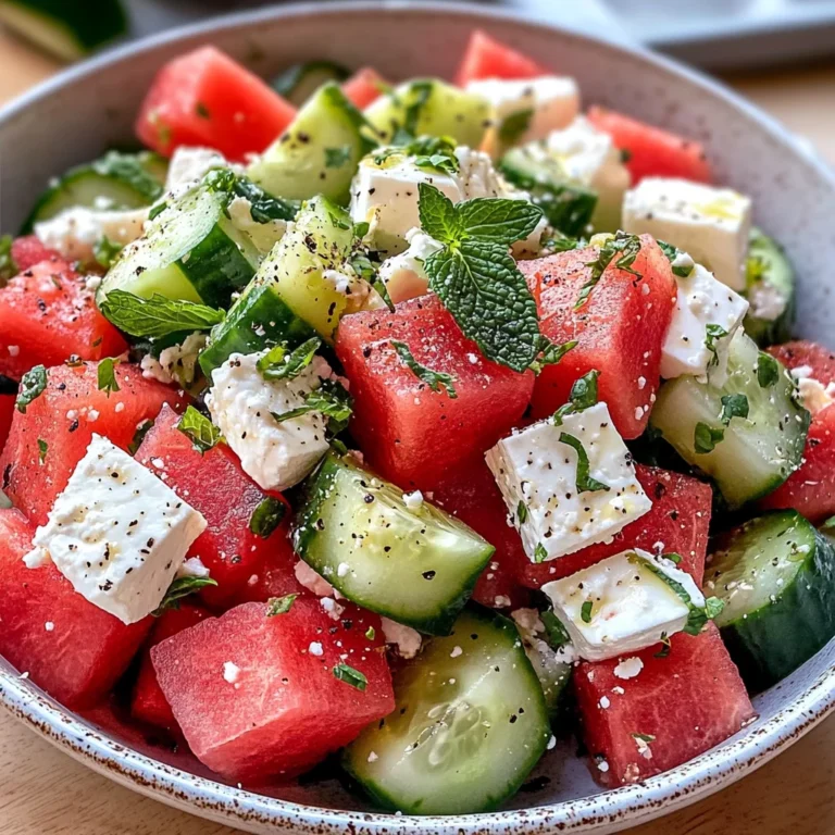 SIMPLE Watermelon + Cucumber + Feta Salad