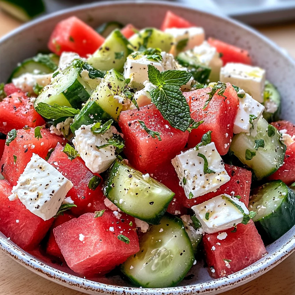 SIMPLE Watermelon + Cucumber + Feta Salad