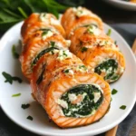 Spinach & Feta Stuffed Salmon Pinwheels