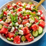 Watermelon Salad Recipe with Feta and Cucumber