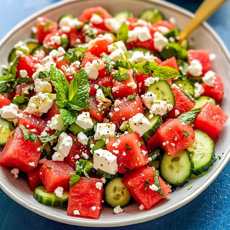 Watermelon Salad Recipe with Feta and Cucumber