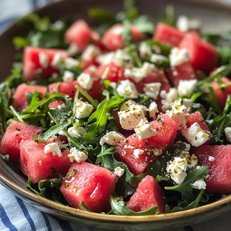 Watermelon Salad with Arugula, Feta, & Fresh Herbs
