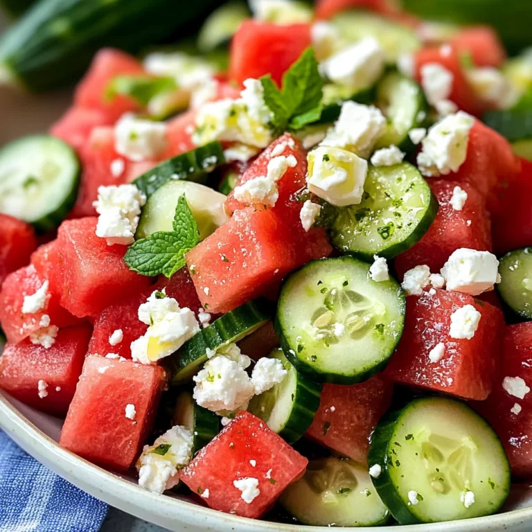 Watermelon Salad with Feta and Cucumber