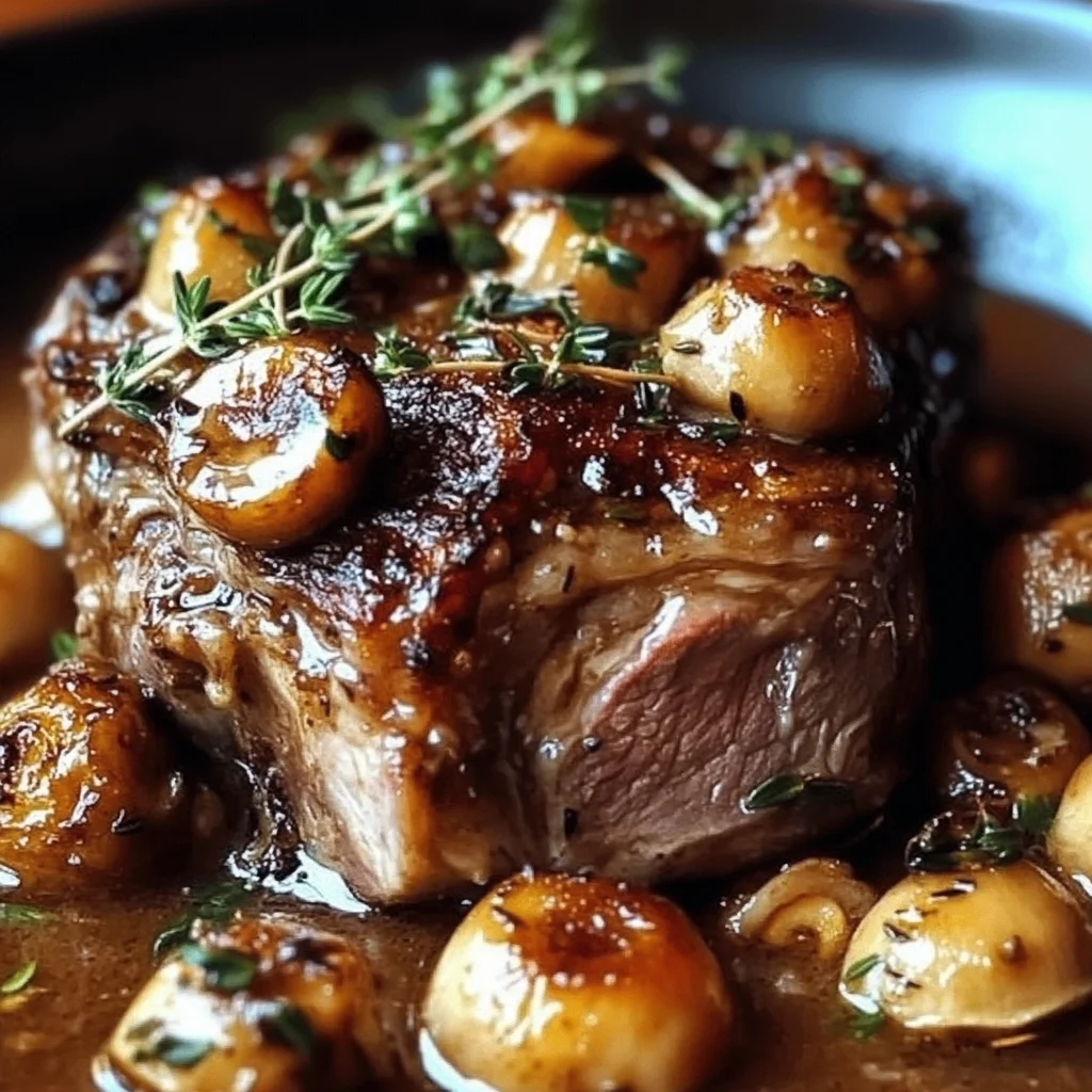 Braised Lamb Shoulder with Lions Mane Mushrooms and Thyme