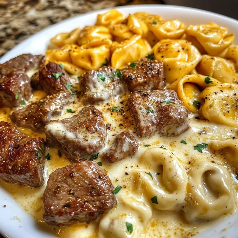 Cheesy Cajun Beef Tortellini in Creamy Garlic Alfredo