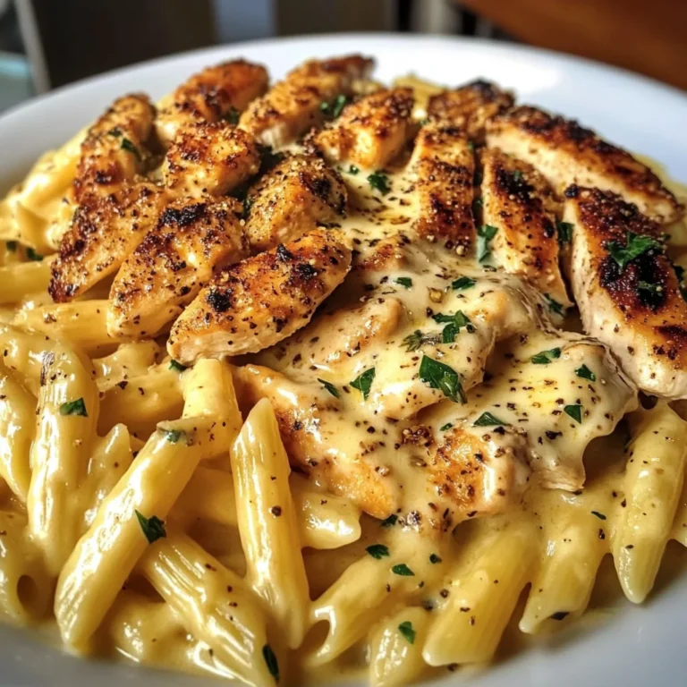 Cheesy Chicken Penne in Garlic Butter Parmesan Sauce
