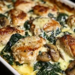 Chicken, Spinach, and Mushroom Low Carb Oven Dish