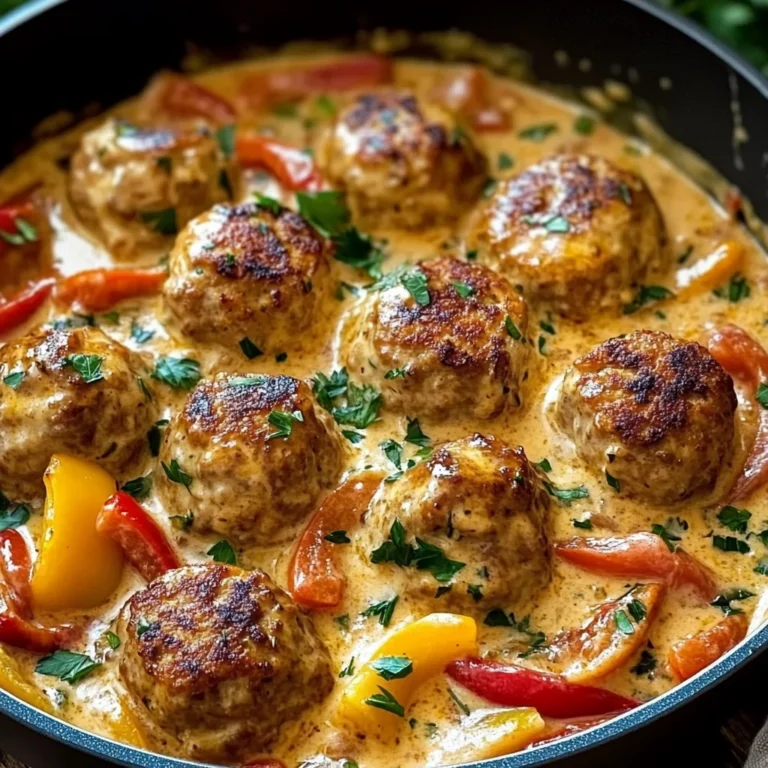 Creamy Bell Pepper Chicken Meatballs