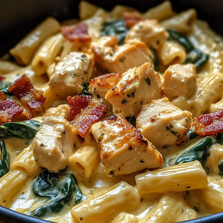 Creamy Chicken Pasta with Spinach and Bacon