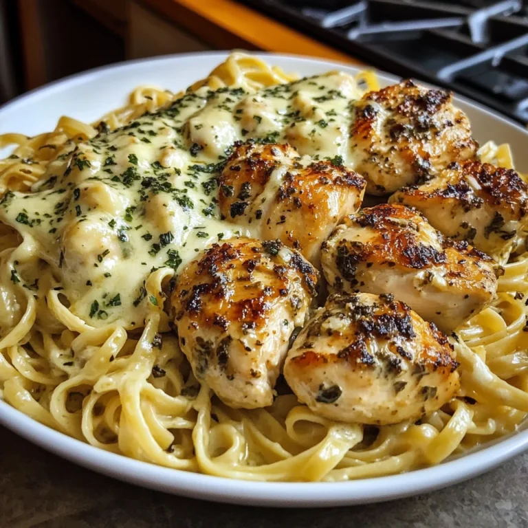 Creamy Garlic Parmesan Chicken with Cheesy Linguine Pasta