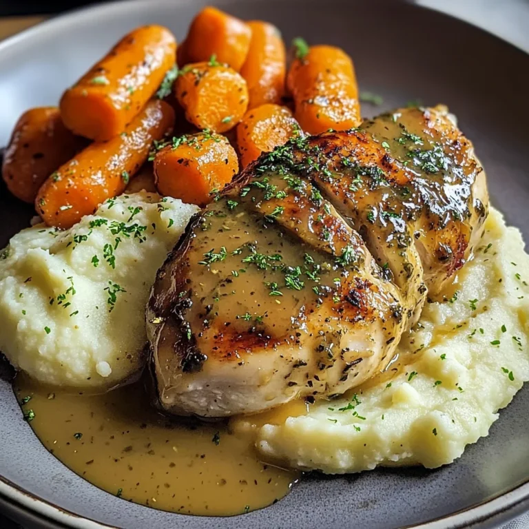 Creamy Herb Roasted Chicken with Mashed Potatoes and Honey-Glazed Carrots
