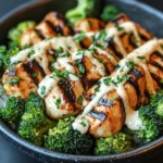 Grilled Chicken & Broccoli Bowls with Creamy Garlic Sauce
