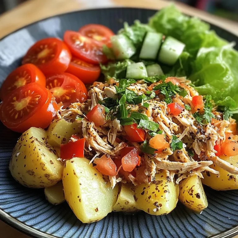Herbed Potatoes with Shredded Chicken & Fresh Salad