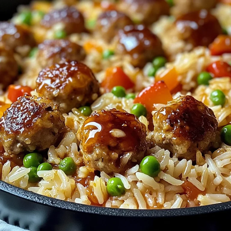 Honey Garlic Meatball Rice Bake