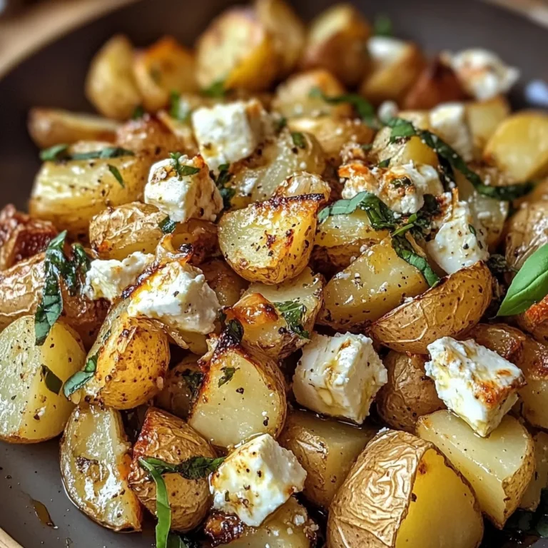 Roasted Potatoes with Baked Feta and Garlic