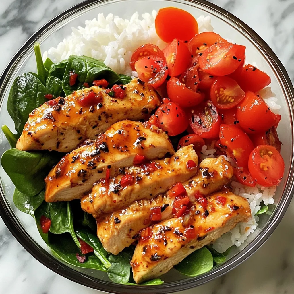 Spicy Honey Garlic Chicken Meal Prep Bowl