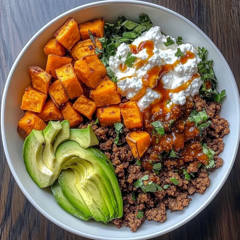 Sweet Potato & Ground Beef Protein Bowl with Cottage Cheese