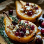 Baked Pears with Feta, Honey, and Cranberries