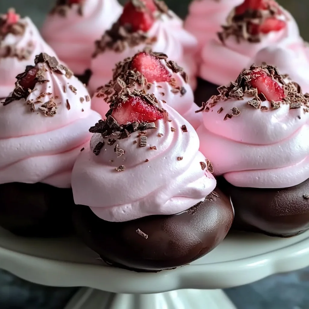 Chocolate Dipped Strawberry Meringues