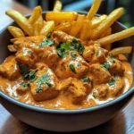 Creamy Butter Chicken with Garlic Cream Sauce and Hand-Cut Fries