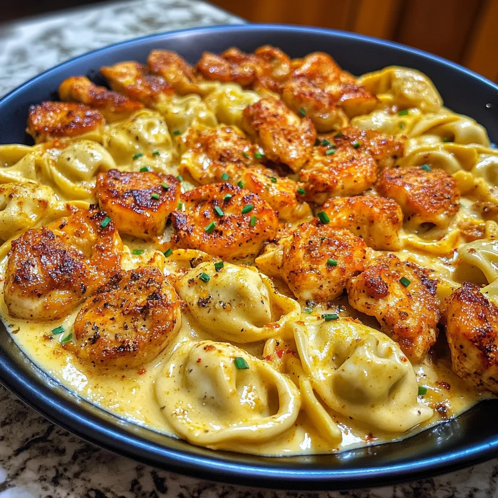 Creamy Cajun Chicken Tortellini in Garlic Cheese Sauce