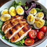 Crispy Chicken & Egg Salad Bowl with Fresh Banana & Greens