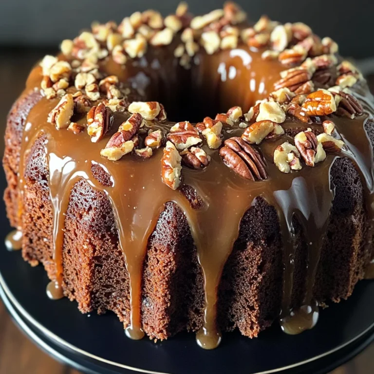 German Chocolate Bundt Cake with Caramel Pecan Topping