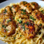 Golden Garlic Butter Chicken with Creamy Linguine