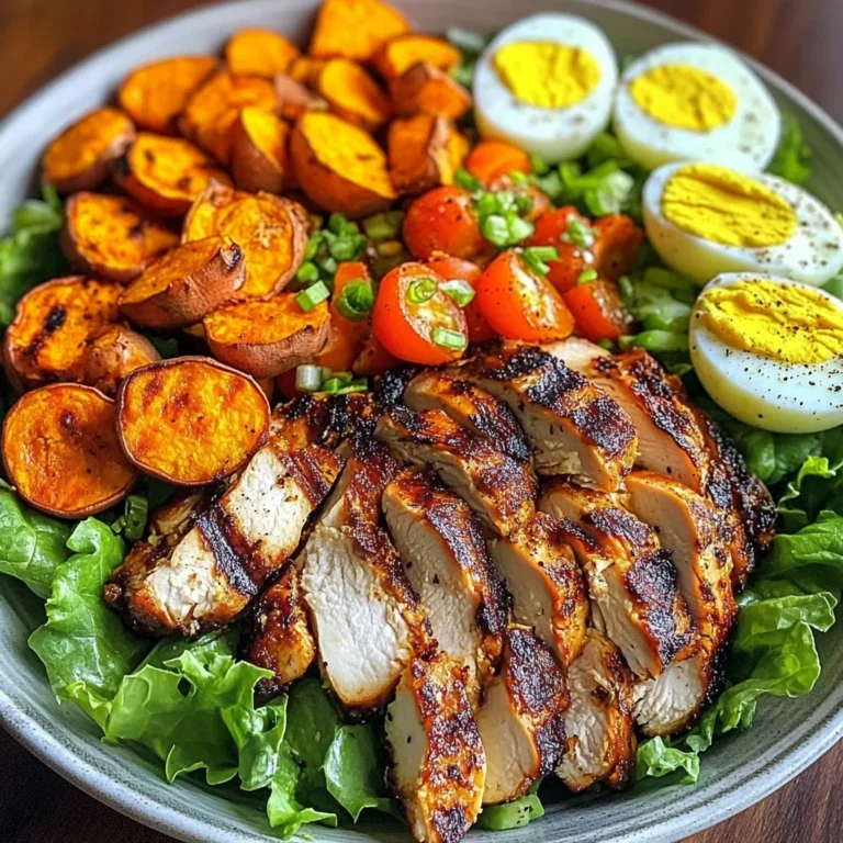 Grilled Chicken Salad Bowl with Sweet Potato Rounds & Eggs