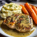 Herb Chicken with Creamy Mustard Sauce, Mashed Potatoes & Glazed Carrots