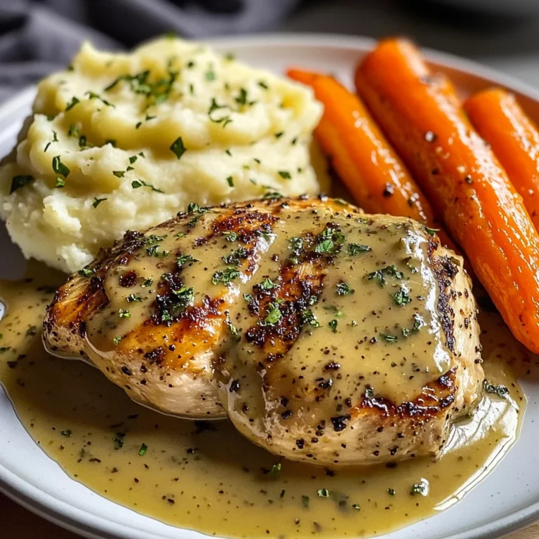 Herb Chicken with Creamy Mustard Sauce, Mashed Potatoes & Glazed Carrots
