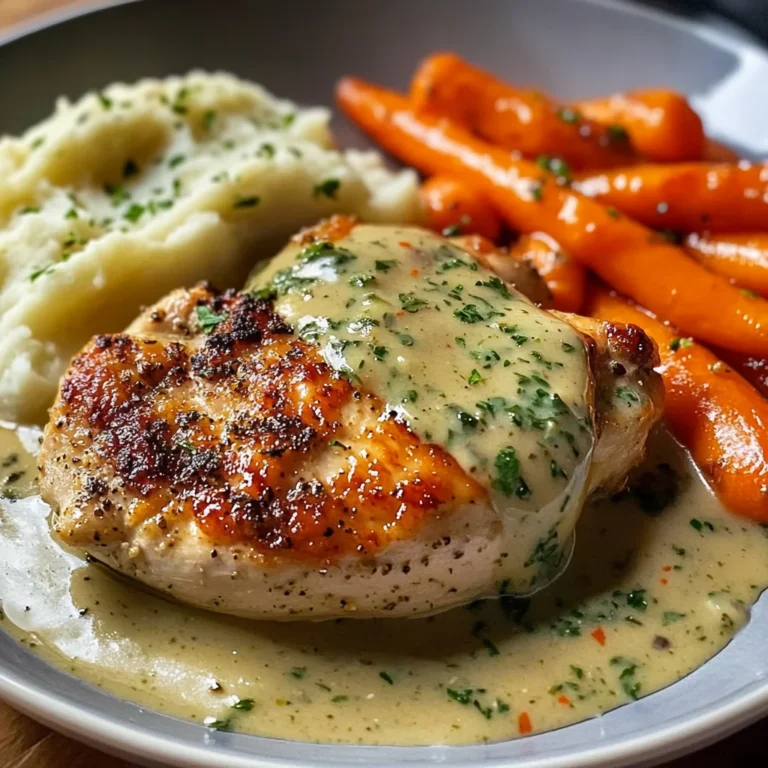 Herb Cream Chicken with Mashed Potatoes & Glazed Carrots
