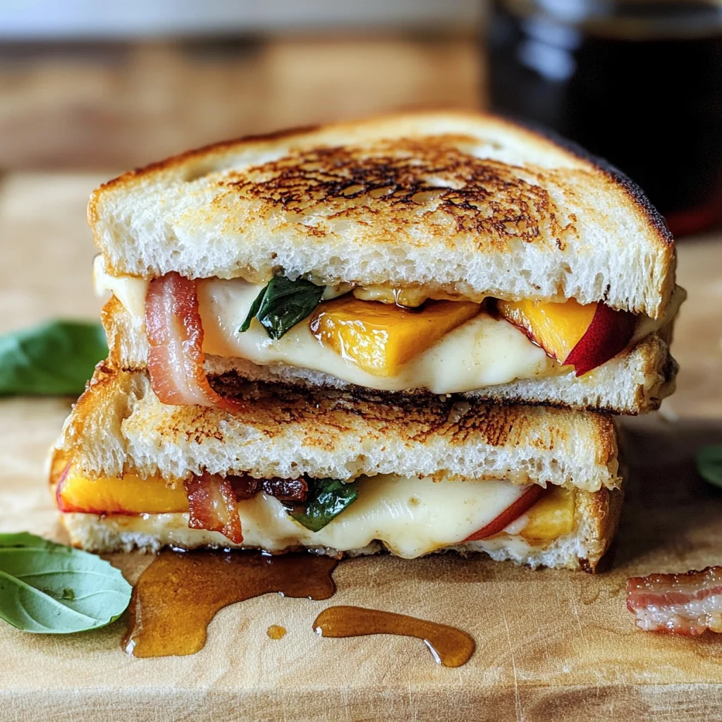 Honey Peach White Cheddar Grilled Cheese Sandwich