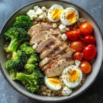 Protein-Packed Quinoa Bowl with Chicken, Eggs & Feta