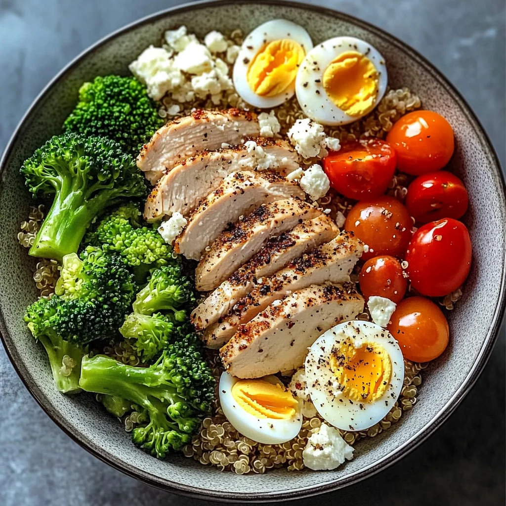 Protein-Packed Quinoa Bowl with Chicken, Eggs & Feta