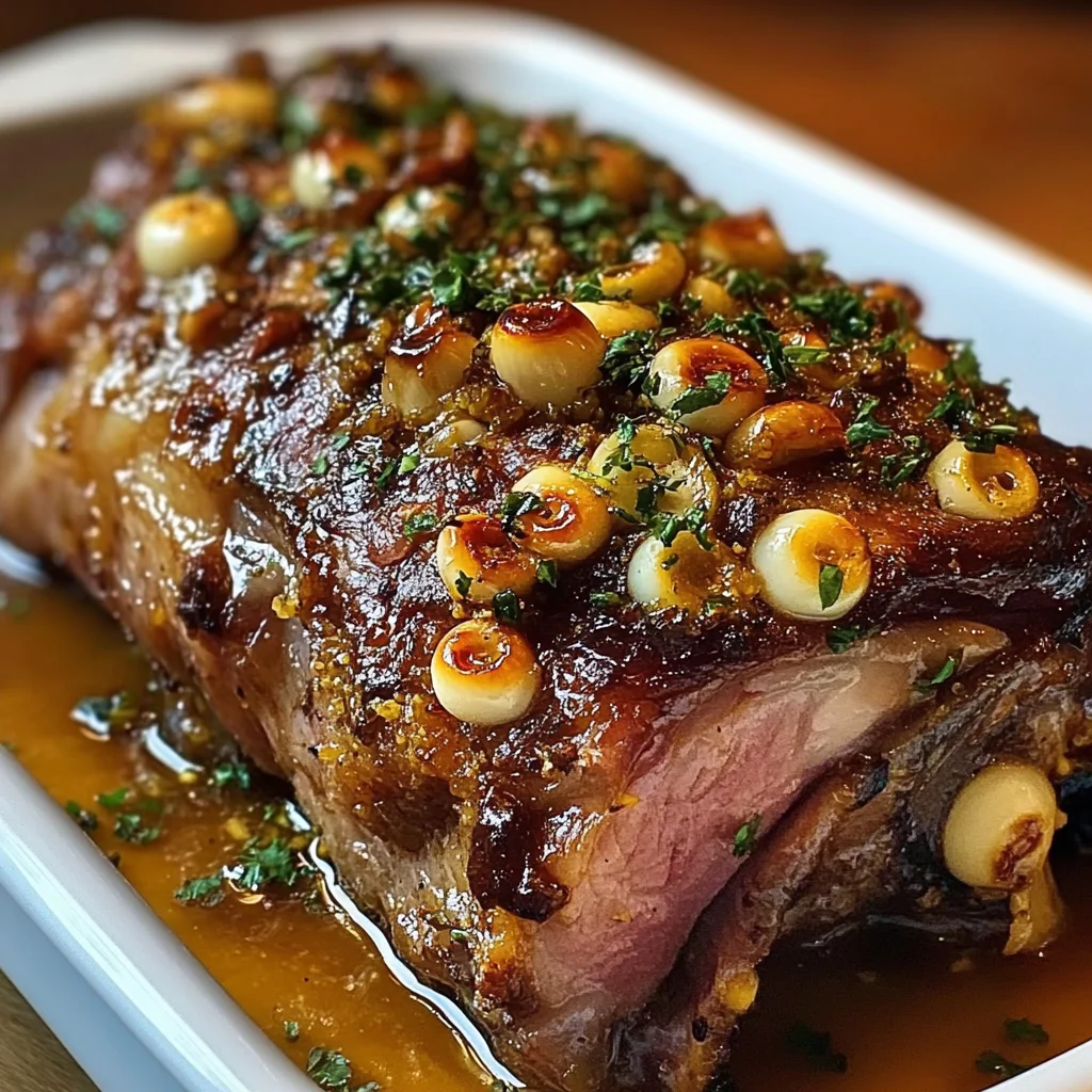 Slow-Roasted Garlic-Honey Mustard Confit Lamb Shoulder