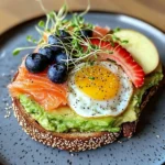Smoked Salmon & Avocado Breakfast Toast with Fresh Fruit